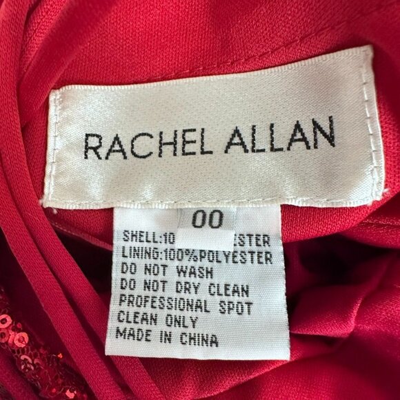 Rachel Allan Red Sequin Floor Length Gown Lace-up Back Dress Size 00 NWT 70517 - Picture 5 of 16